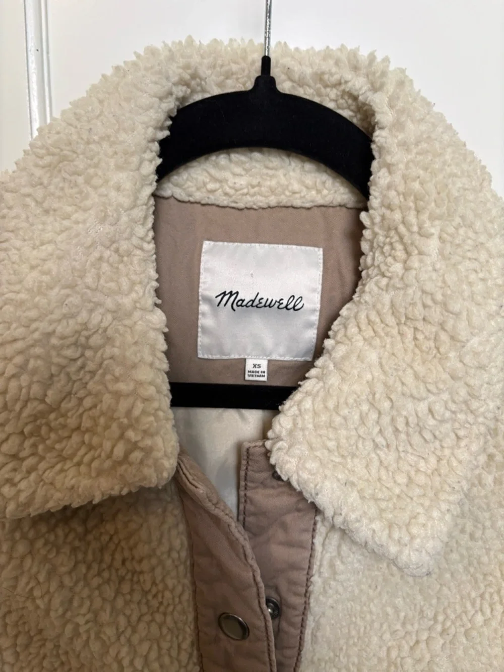 Madewell Cream Sherpa Portland Button-Front Jacket (XS)